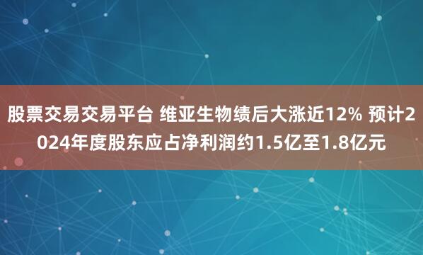 股票交易交易平台 维亚生物绩后大涨近12% 预计2024年度股东应占净利润约1.5亿至1.8亿元