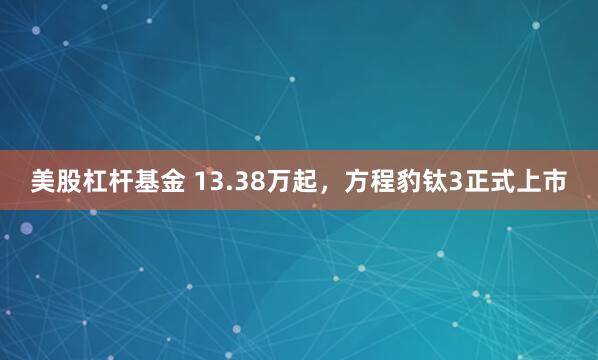 美股杠杆基金 13.38万起，方程豹钛3正式上市