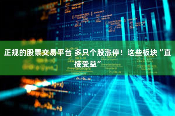 正规的股票交易平台 多只个股涨停！这些板块“直接受益”