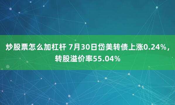 炒股票怎么加杠杆 7月30日岱美转债上涨0.24%，转股溢价率55.04%