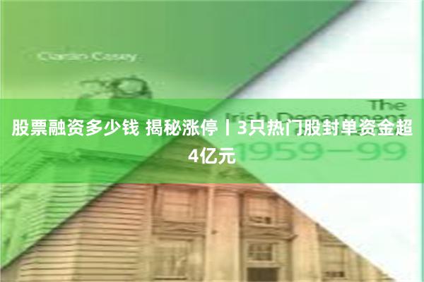 股票融资多少钱 揭秘涨停丨3只热门股封单资金超4亿元